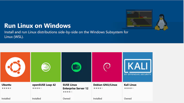 Windows Subsystem for Linux in Microsoft Store